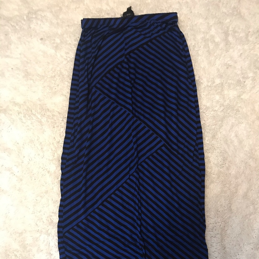Blue Striped Maxi Skirt